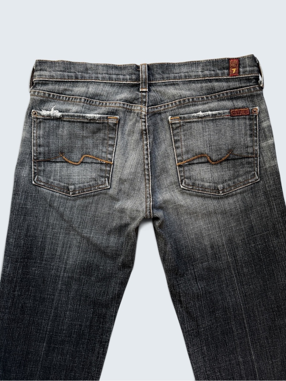 7 For All Mankind Vintage Low Rise Bootcut Jeans 28 Black Wash Y2K - Picture 7 of 16